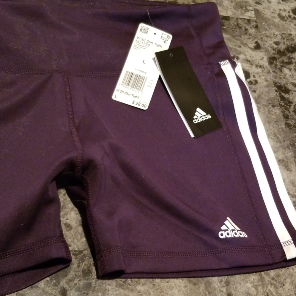 Adidas purple and white shorts